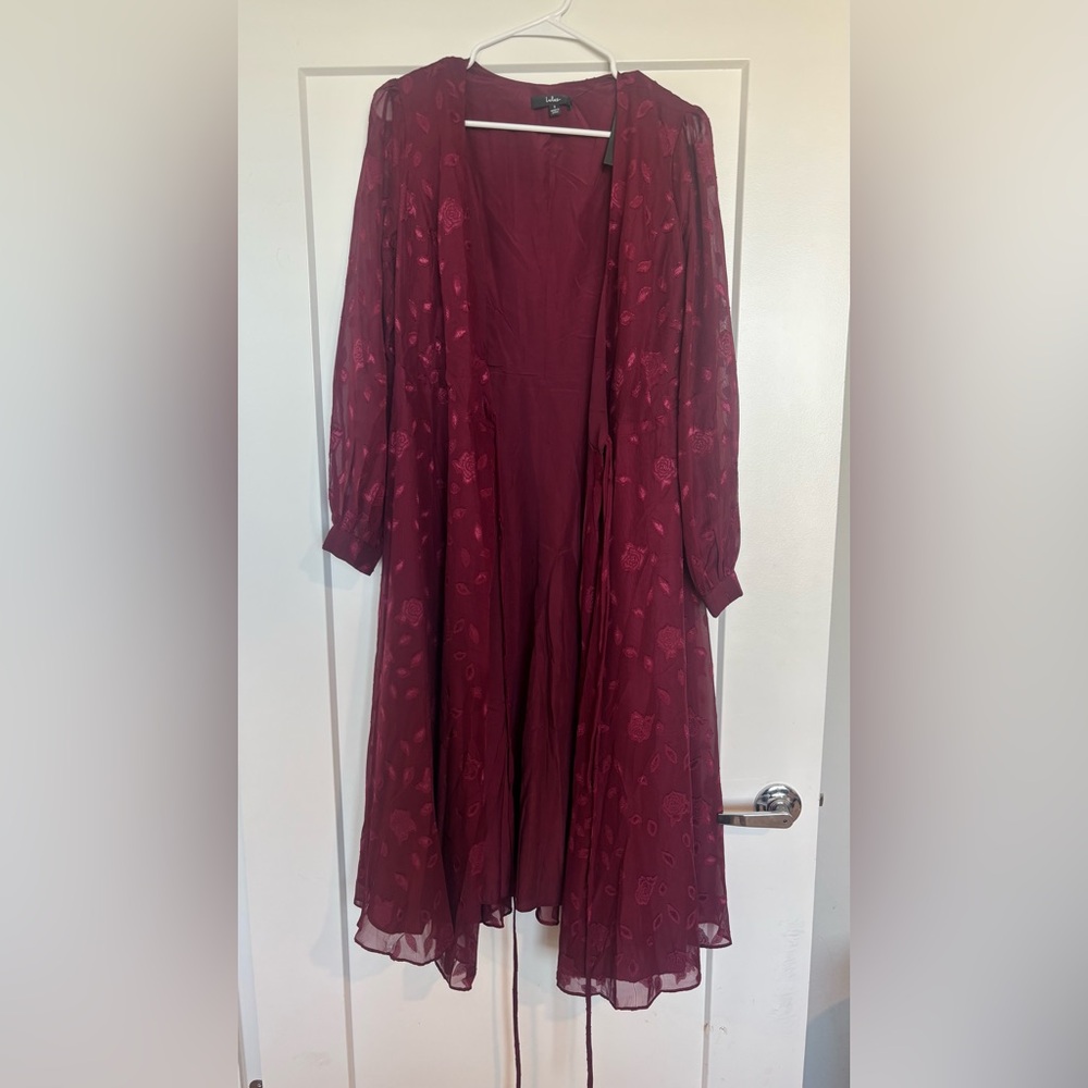 Lulu's Burgundy V-Neck Maxi Dress
